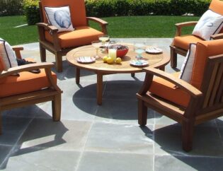 Stone Tile Patio with Table and Chairs